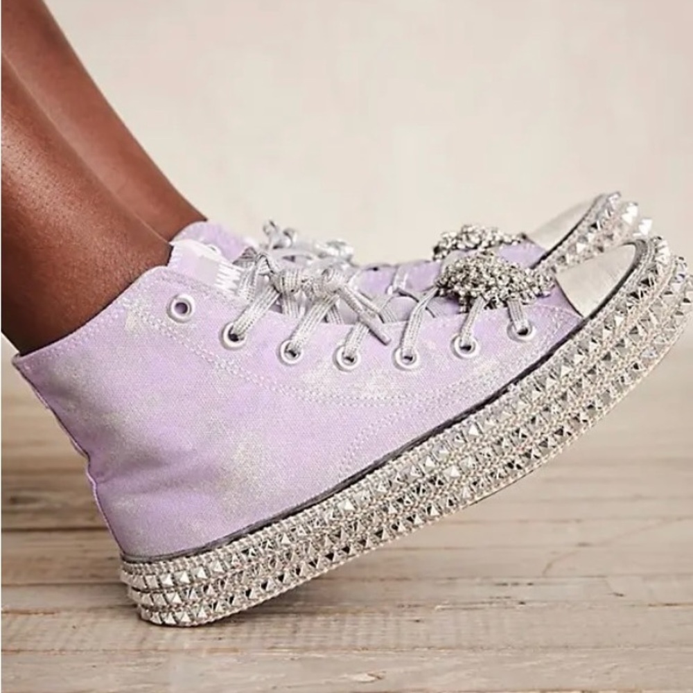 Free People x Nan-Ku Cruise Studded Hi Too Sneakers Size 6 NIB